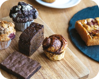Cakes on a board