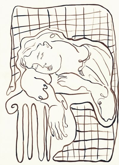 Drawing of woman sleeping