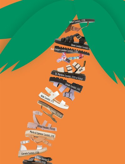 Shoe palm tree collage