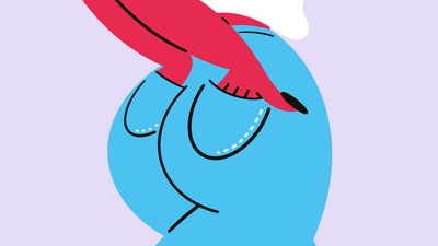 Illustration of a bottom in a pair of denim jeans
