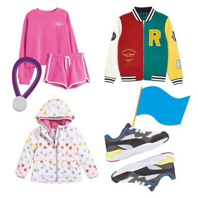 A H&M sweatshirt and shorts set, River Island jacket, Marks & Spencer rain coat and Puma trainers
