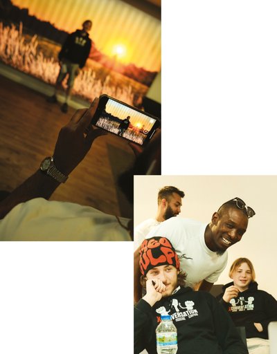 Collage of filming with a phone