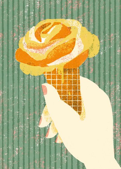 Orange and yellow illustration ice cream