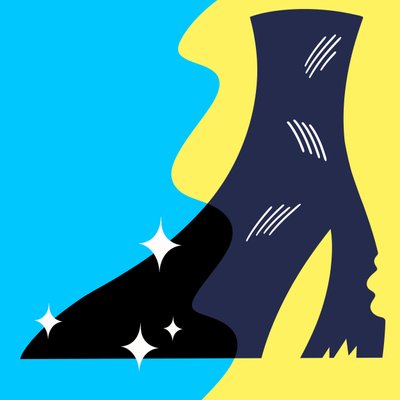 Illustration of a boot worn and then revitalised