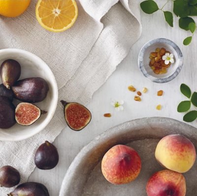 Fruit laid on tablecloth