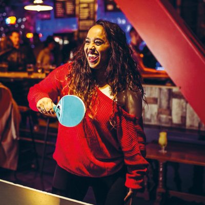 Playing table tennis at Bat and Ball