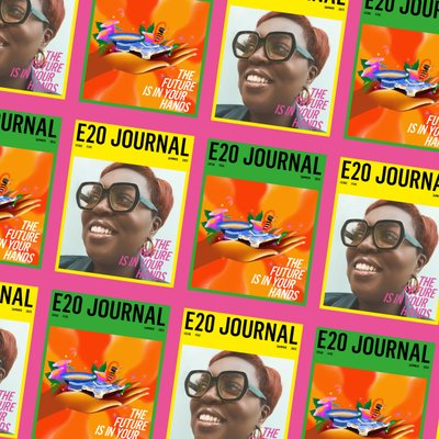 Collage of E20 Journal issue 05 covers angled