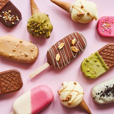 Ice cream on a pink background
