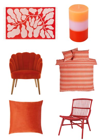 Orange and red homeware products