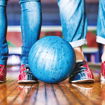 Bowling ball and bowling shoes at All Star Lanes Westfield