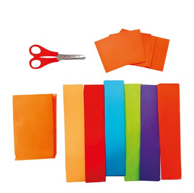 Scissors and coloured papers