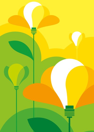 Drawing of yellow and green flowers