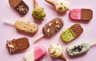 Ice cream on a pink background