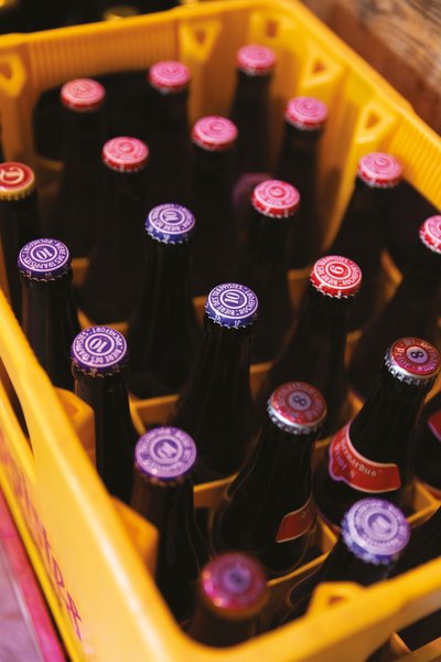 Beer bottles in crate