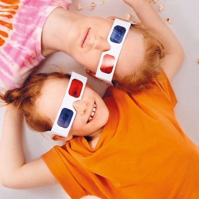 Children wearing 3D glasses
