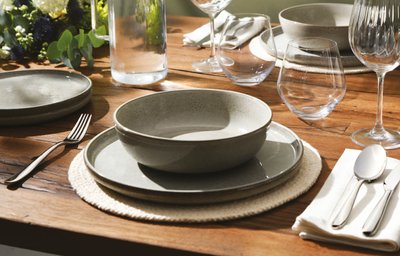 A table laid out for dinner