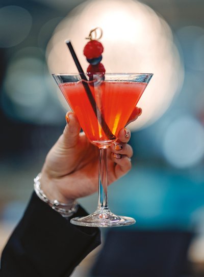 A red cocktail