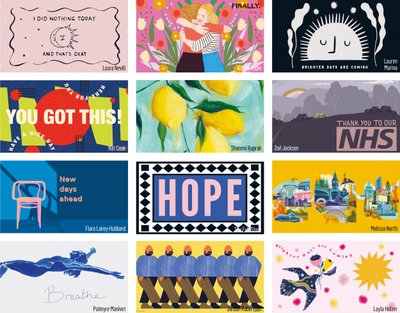 Twelve drawings together on a card
