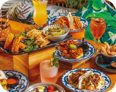 Food presented on a table