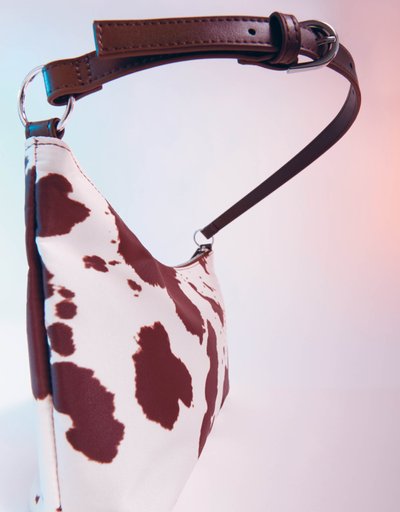 White and brown handbag